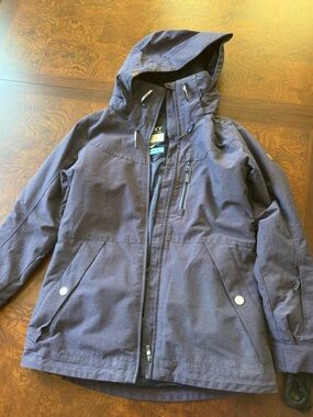 Roxy Hooded Snow Boarding Waterproof Jacket in Heathered Navy Purple